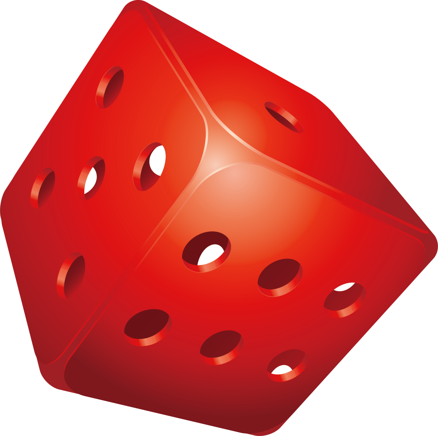 a red dice with holes on it