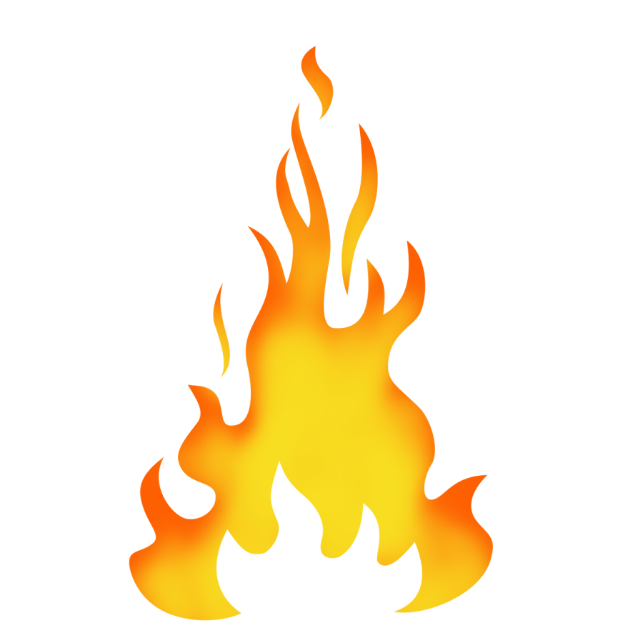 a yellow flame on a white background