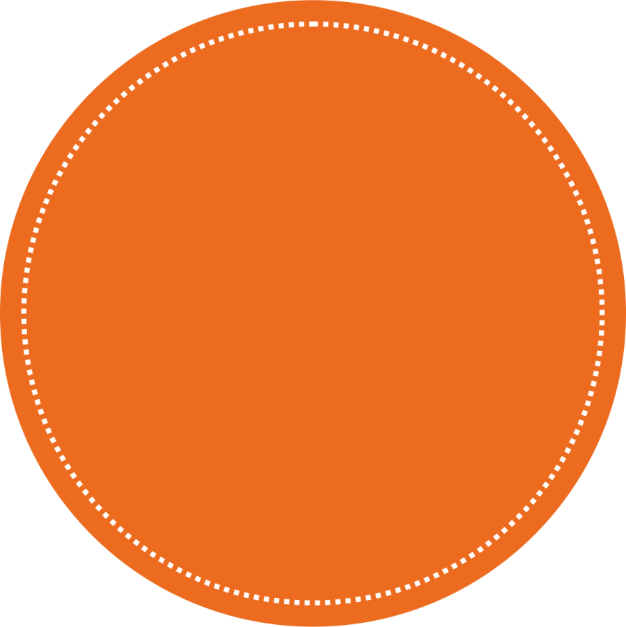 an orange circle with a dotted line around it