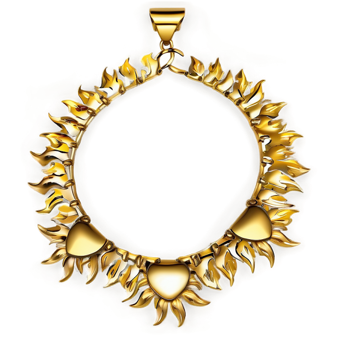 a gold necklace on a white background