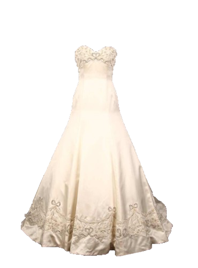 a wedding dress on a white background