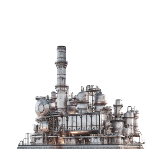an industrial plant with a white background