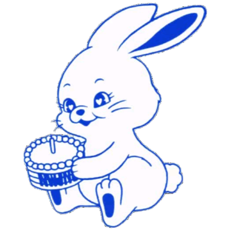 a drawing of a bunny holding a cupcake