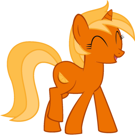 an orange pony with long hair and a yellow mane
