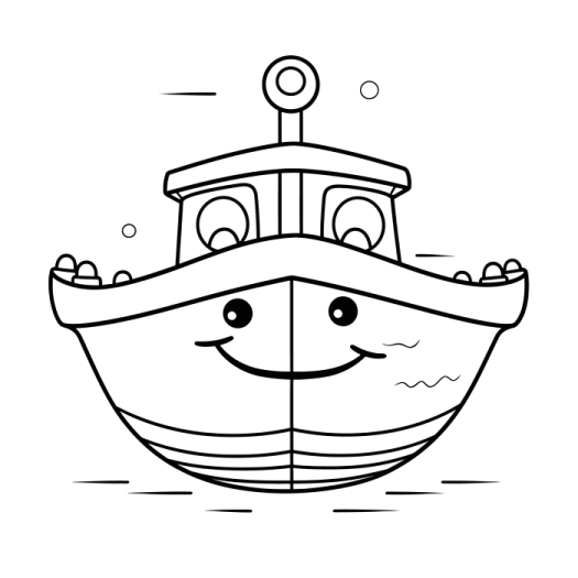a cartoon boat with a smiling face