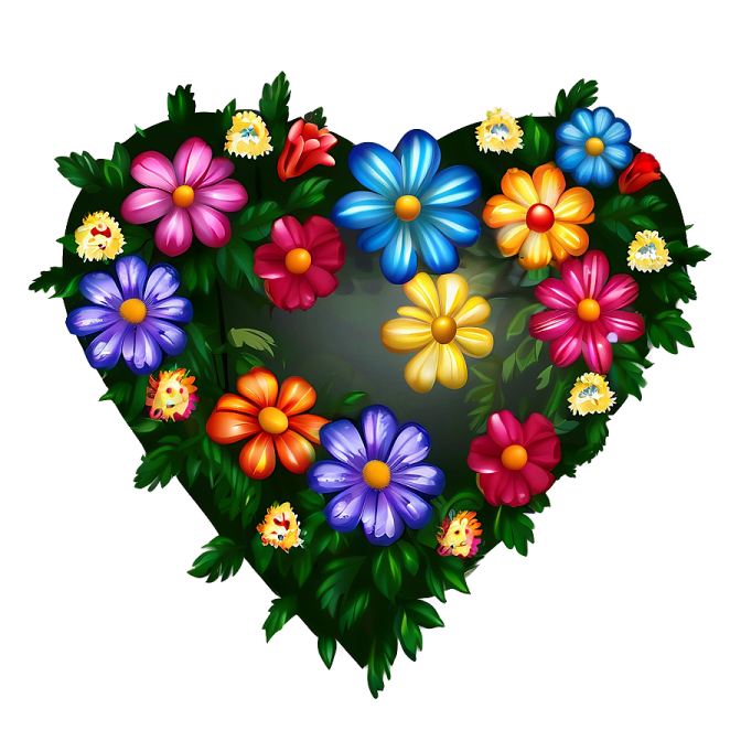 a heart shaped wreath with colorful flowers