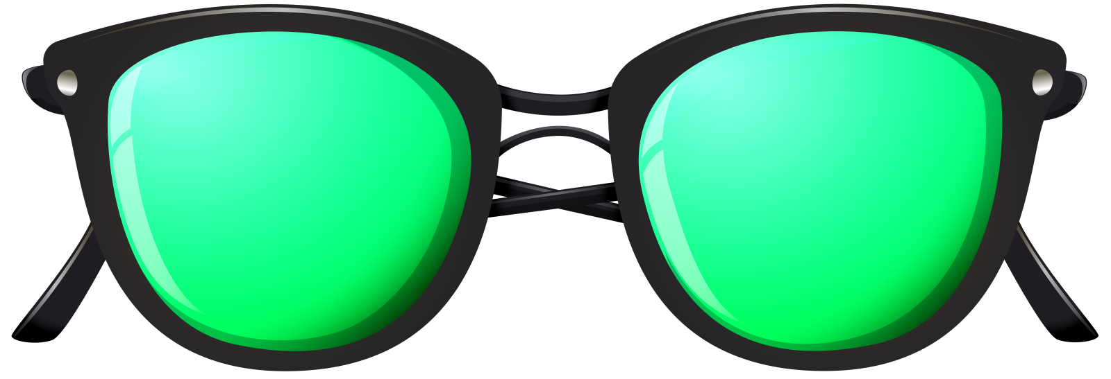 a pair of sunglasses with green lenses