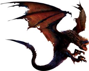 a red dragon flying in the air