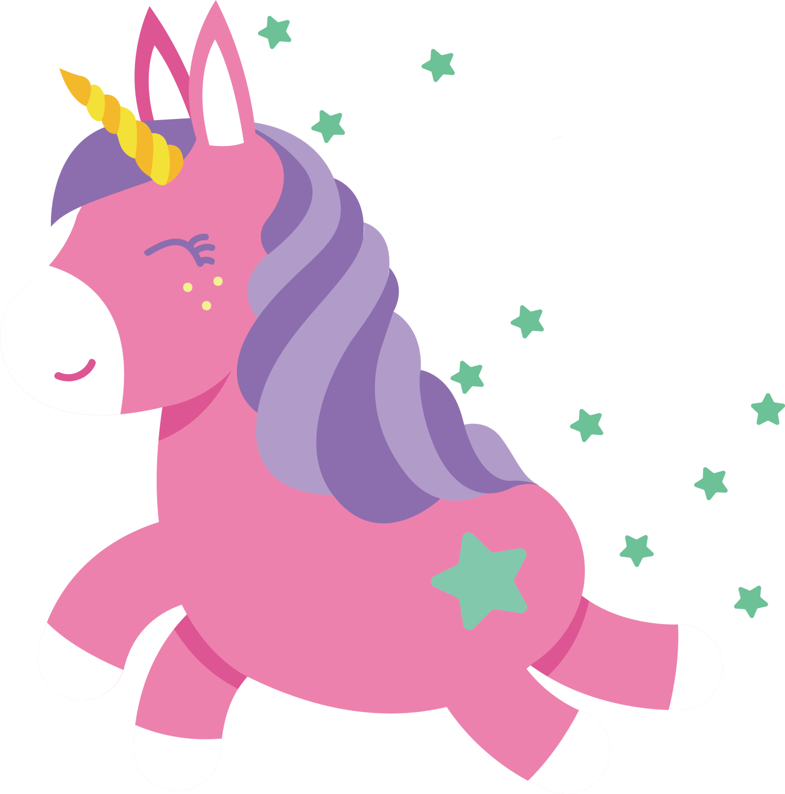 a pink unicorn with stars on its head