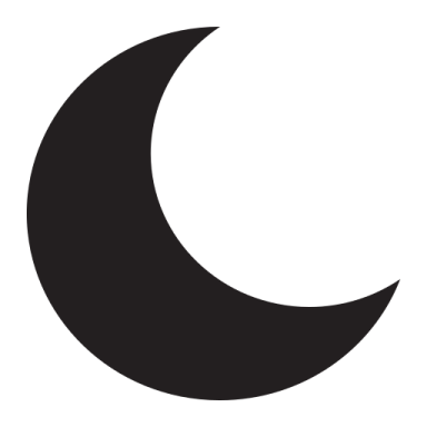 a black and white crescent icon
