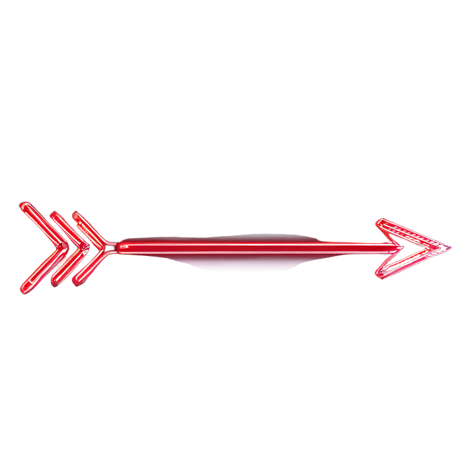 a red arrow on a white background