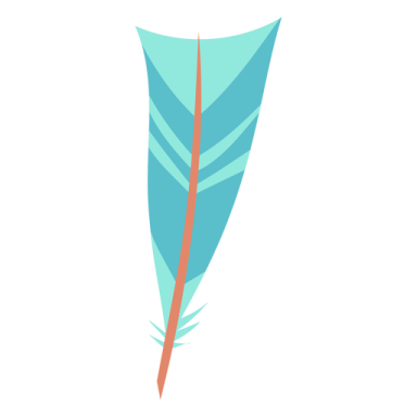 a blue feather on a white background