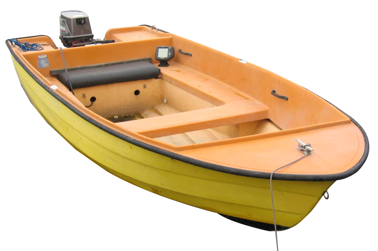 a small yellow boat on a white background