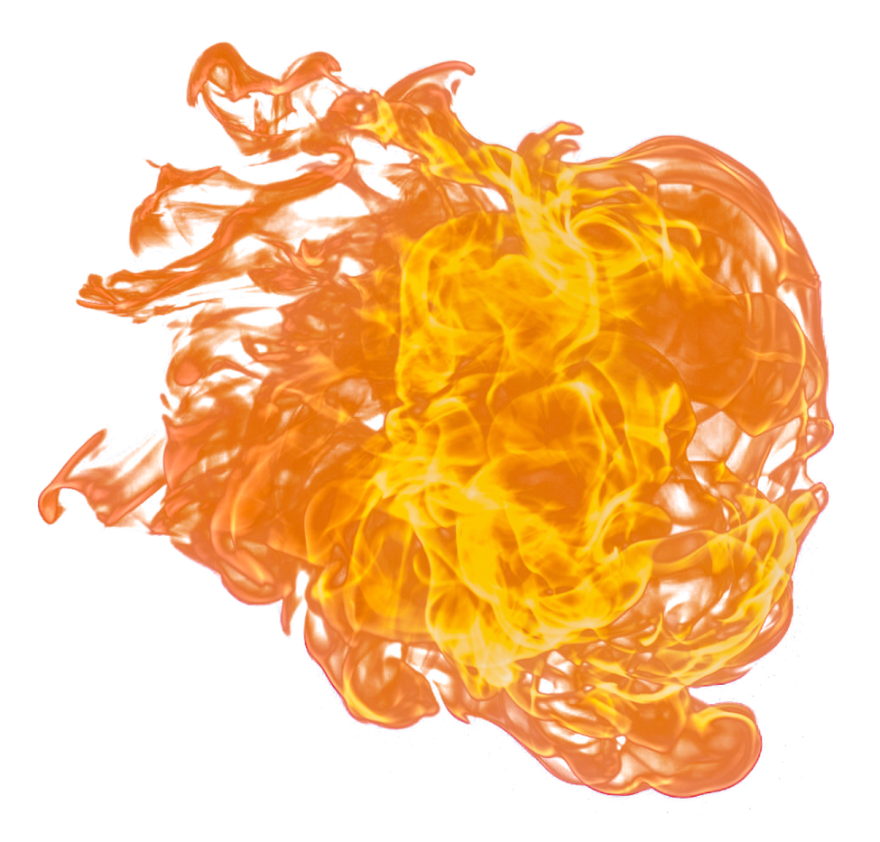 an orange and yellow fire on a white background