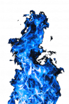 a blue fire on a white background