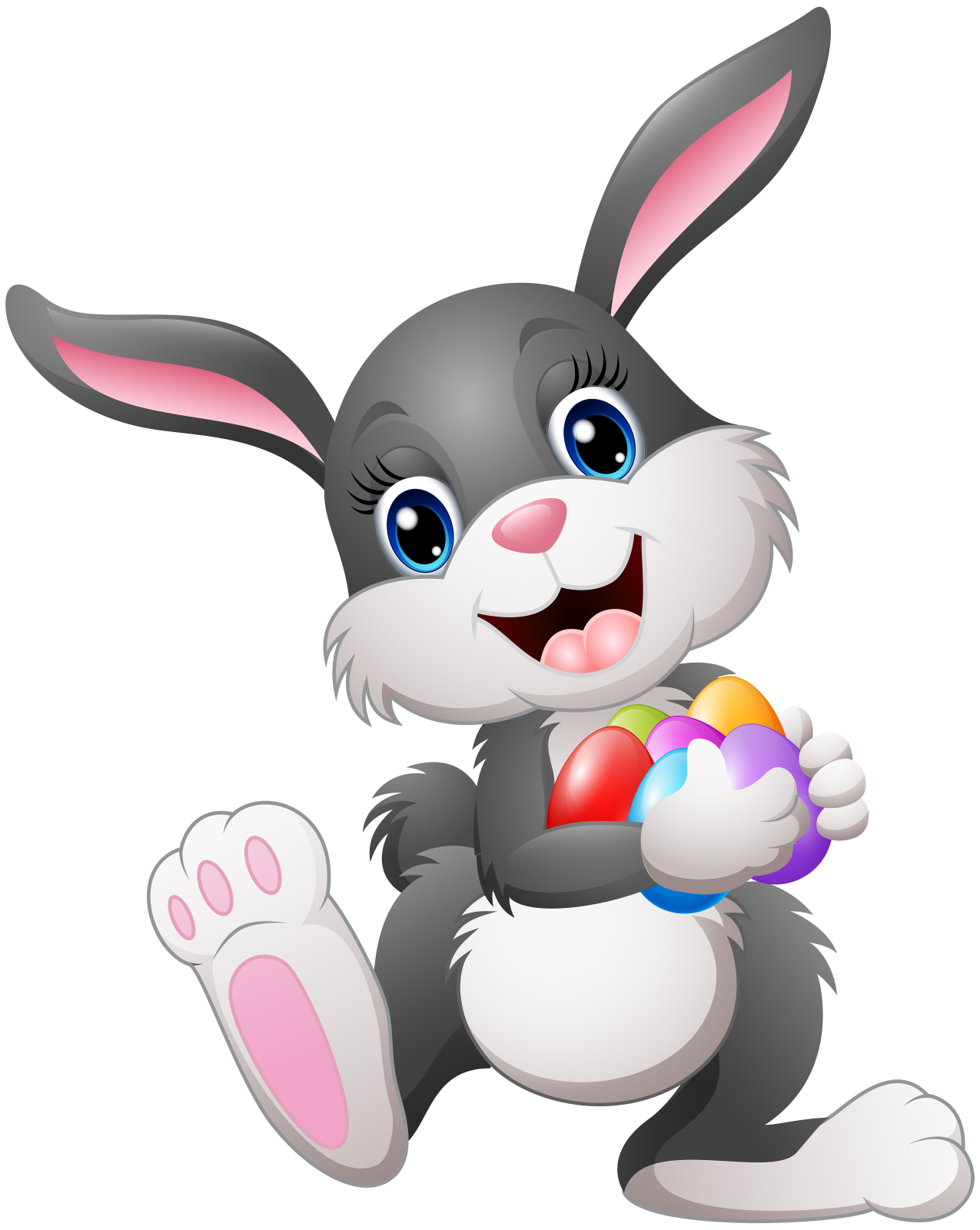 a cartoon bunny holding an easter egg