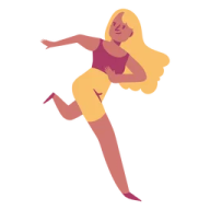 a woman in yellow shorts is running