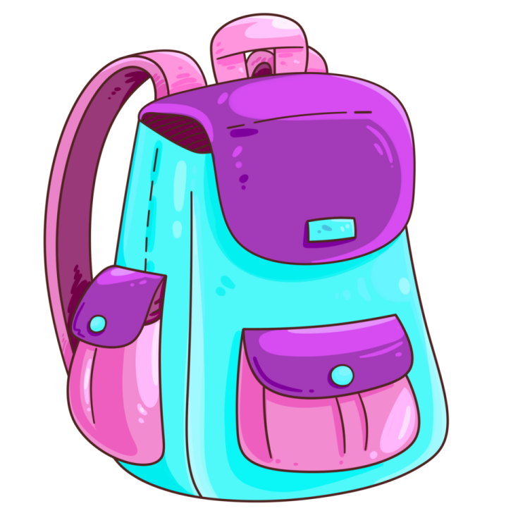 a purple and blue backpack