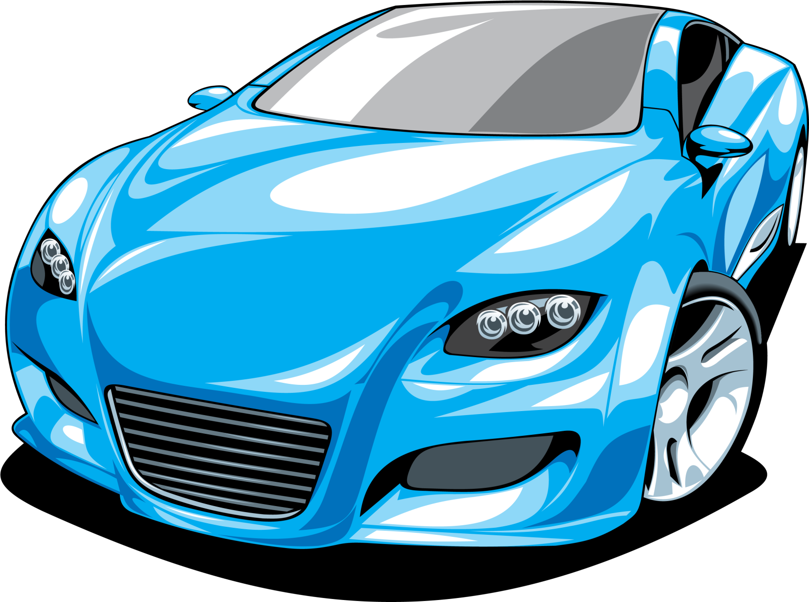 a blue sports car on a white background