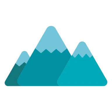a mountain icon with blue and green colors