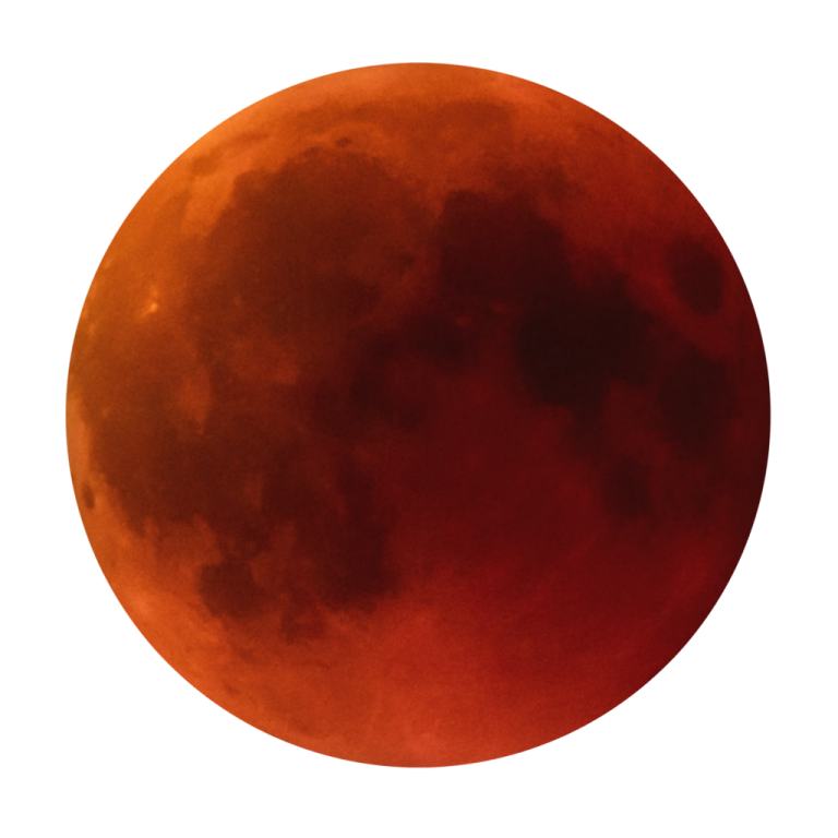 a red moon on a white background