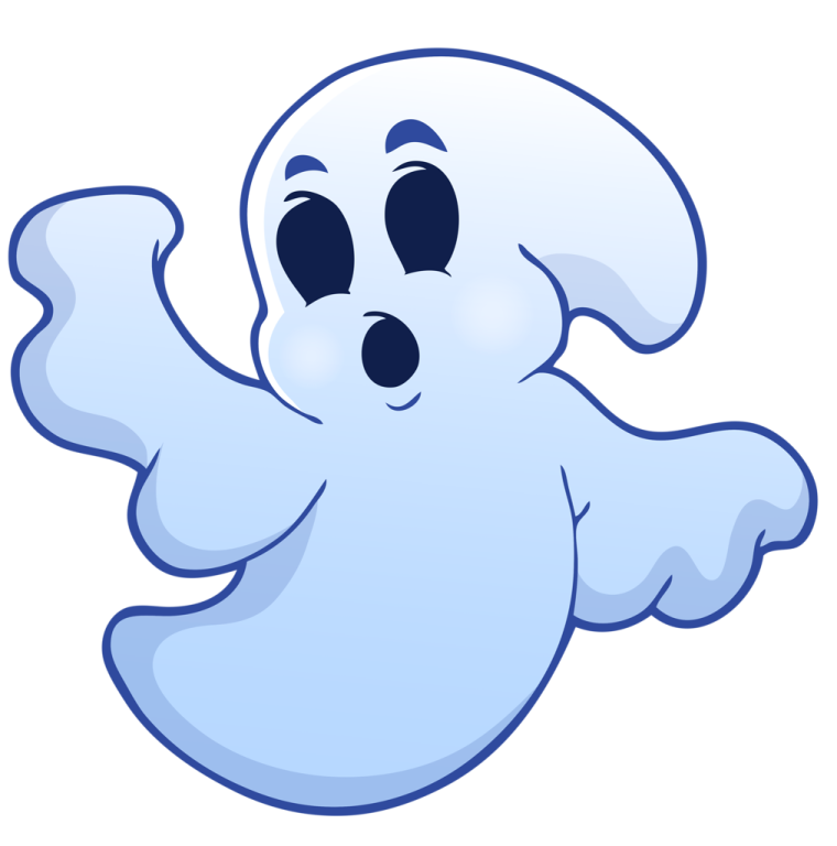 a cartoon ghost with its arms spread out