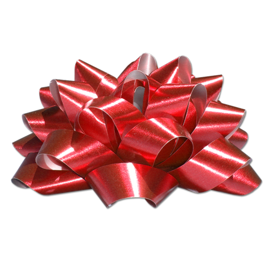 a red bow on a white background
