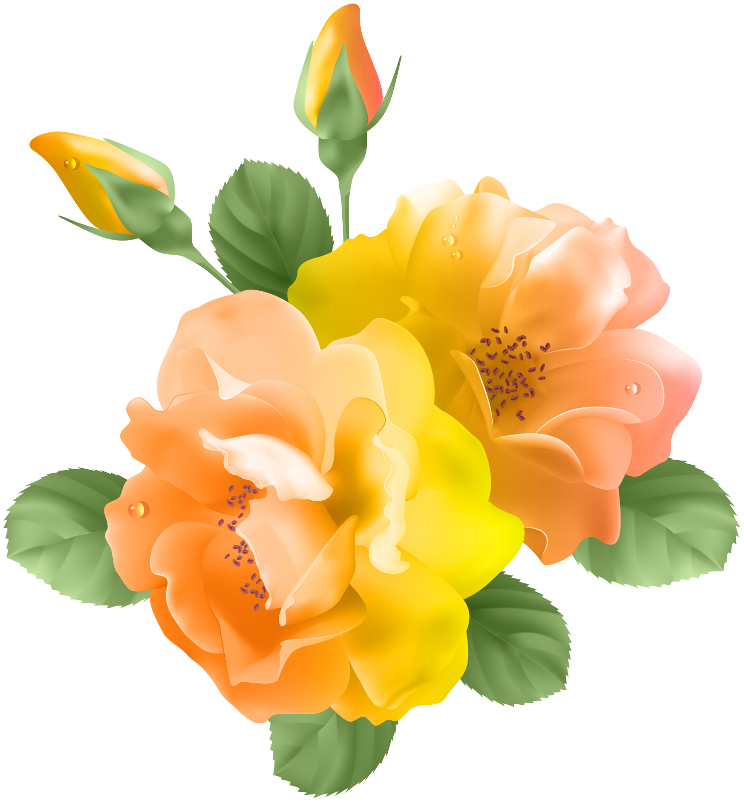 a bunch of orange and yellow flowers