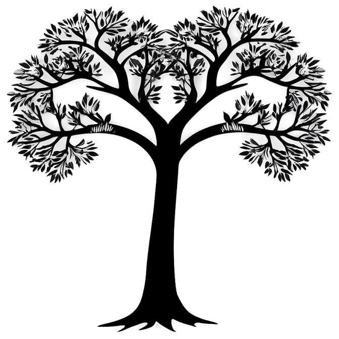 a black and white silhouette of a tree