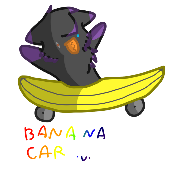 a black cat sitting on top of a banana