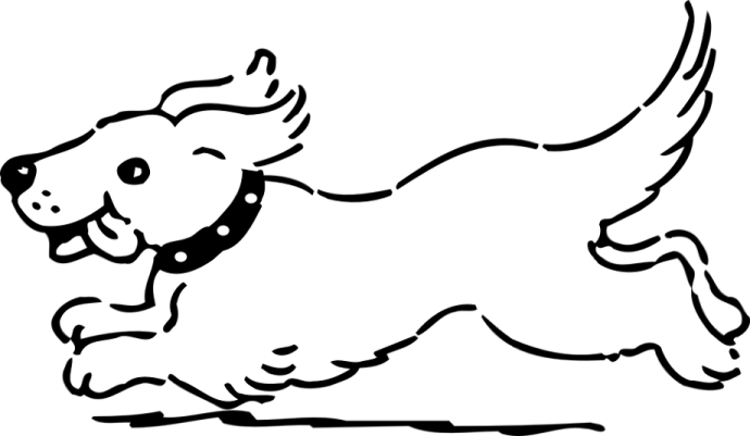 a black and white drawing of a dog