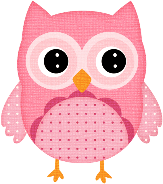 a pink owl with big eyes