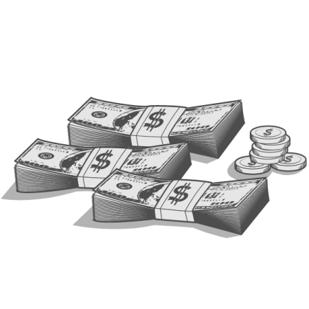 a pile of money on a white background