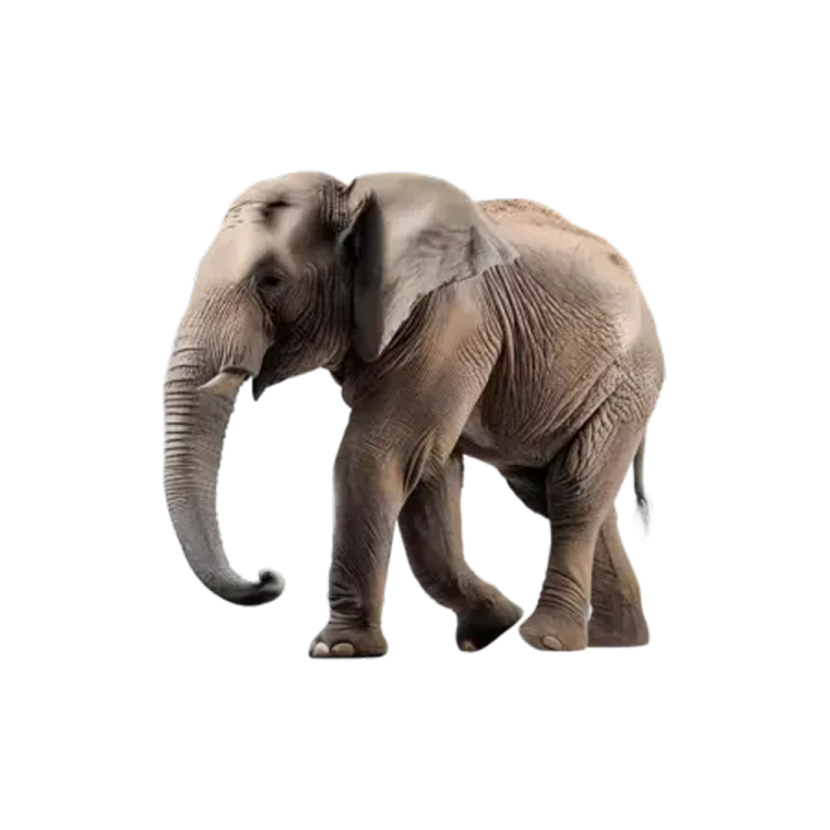 an elephant standing on a white background