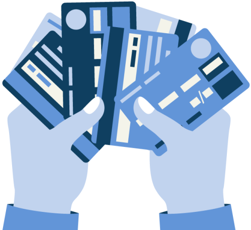two hands holding credit cards