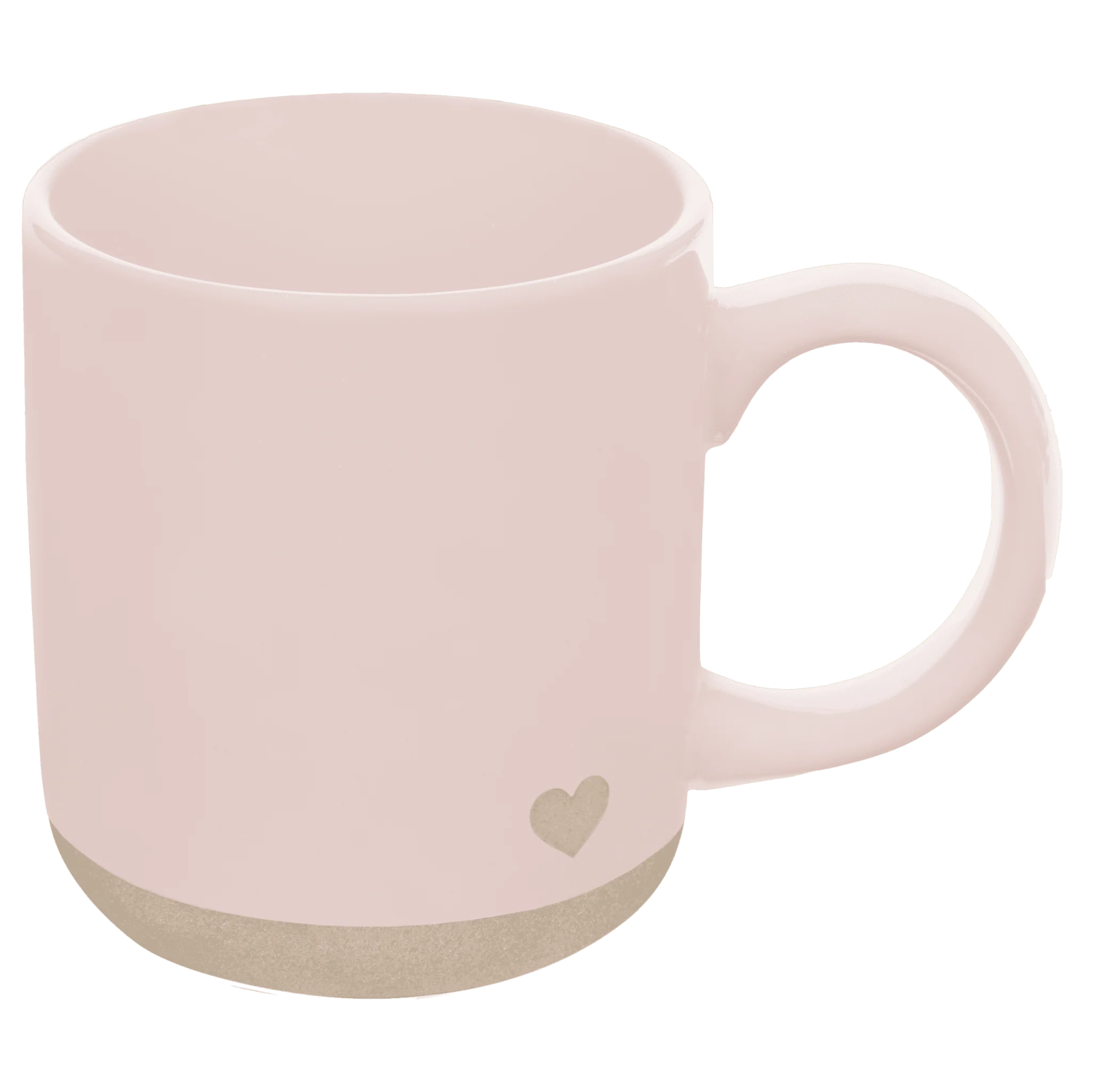 a pink mug with a heart on it