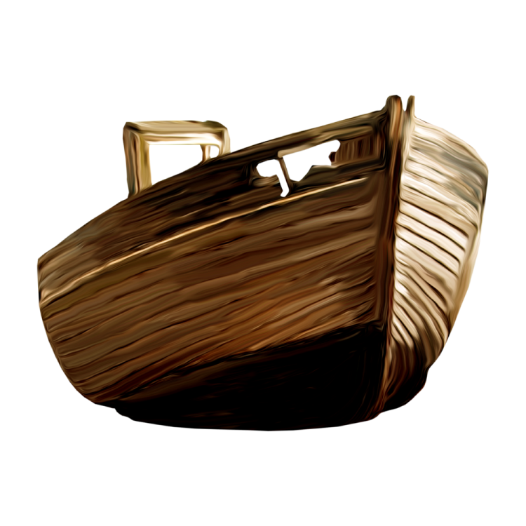 a wooden boat on a white background