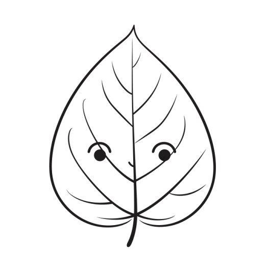 a black and white drawing of a leaf