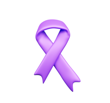 a purple ribbon on a white background