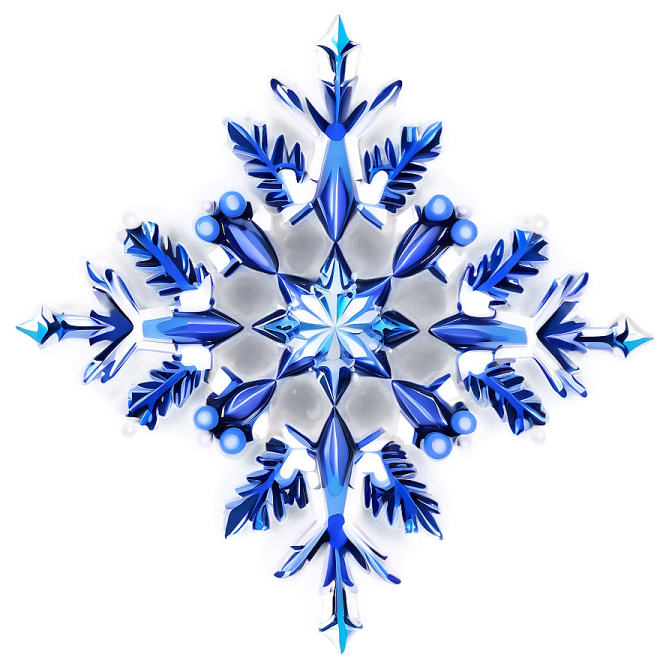 a blue and white snowflake on a white background