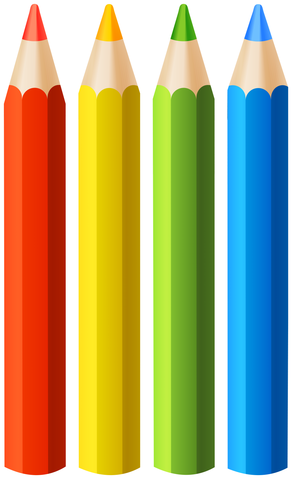 a row of colored pencils