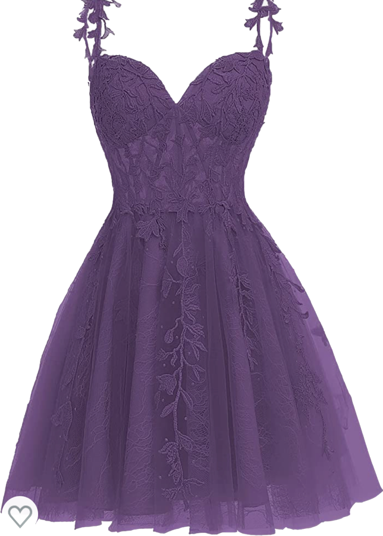 a purple dress with flowers and leaves on it