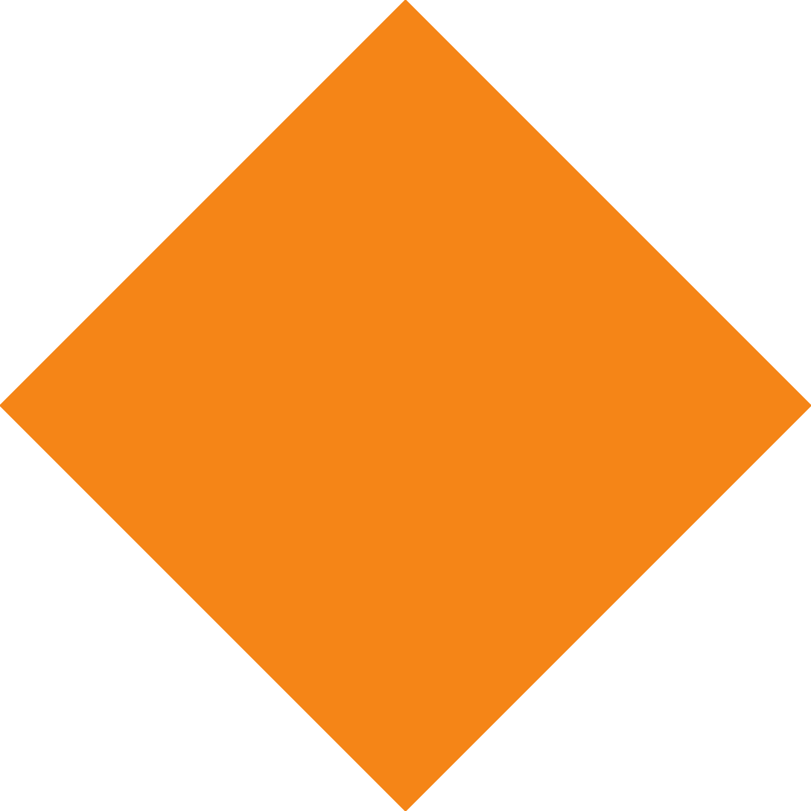 an orange diamond with a white background