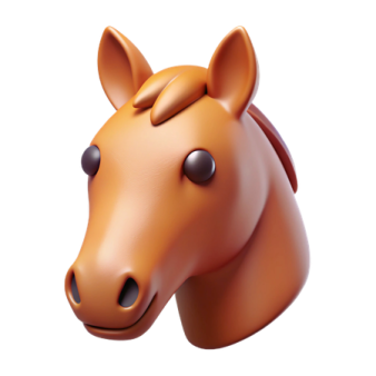 a brown horse head on a white background