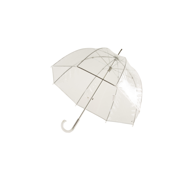a clear umbrella on a white background