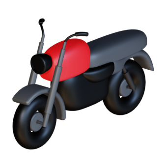 a red and black motorcycle on a white background