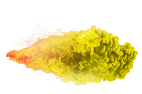 a yellow and red substance on a white background