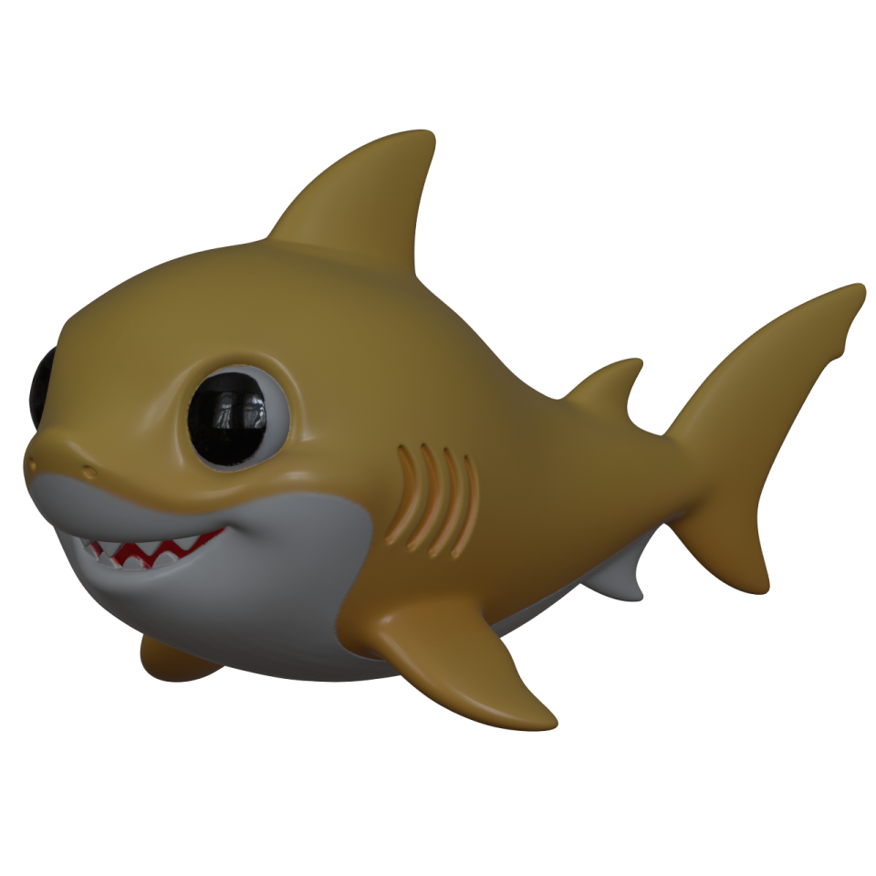 a cartoon shark with a big smile