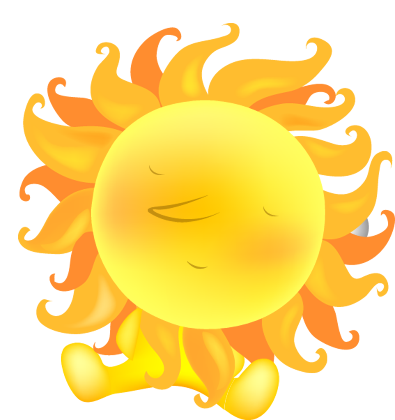 a cartoon sun with its eyes closed