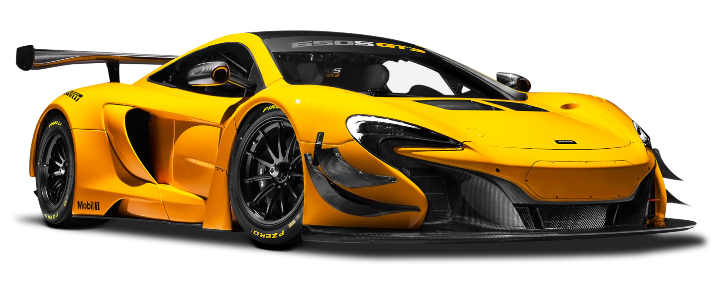 a yellow sports car on a white background